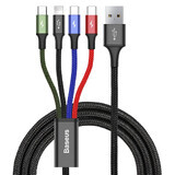 Baseus 4-in-1 USB cable Lightning / 2x USB Type C / micro USB cable in nylon braid 3.5A 1.2m black (CA1T4-B01)