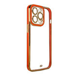 Custodia fashion per iPhone 13 Pro in gel con cornice dorata rossa