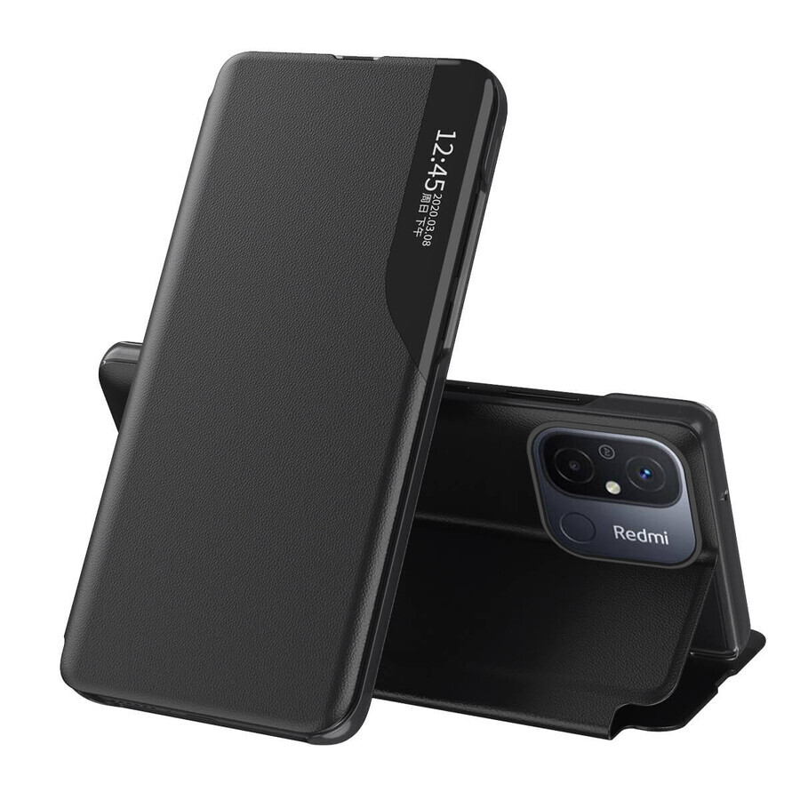 Funda Eco Leather View para Xiaomi Redmi 11A / Poco C55 / Redmi 12C con solapa soporte negro