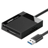 Ugreen CR125 SD / micro SD / CF / MS geheugenkaartlezer met USB 3.0 0,5m kabel - zwart
