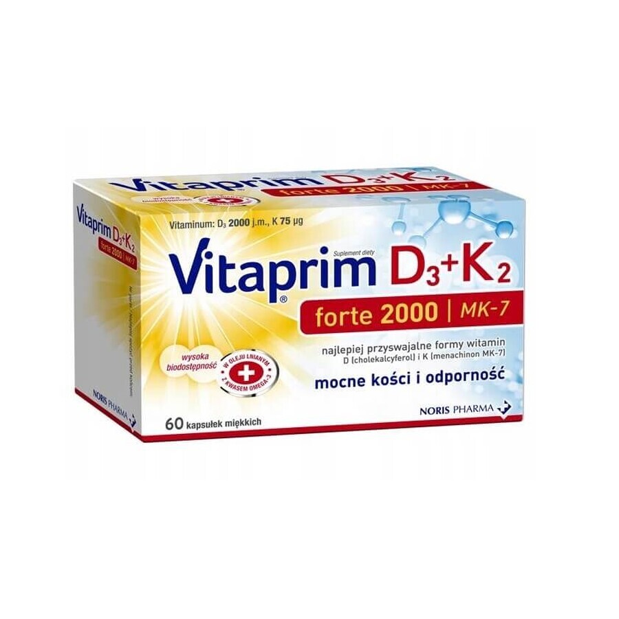 Vitaprim D3 Forte 2000 + K2, 60 capsules