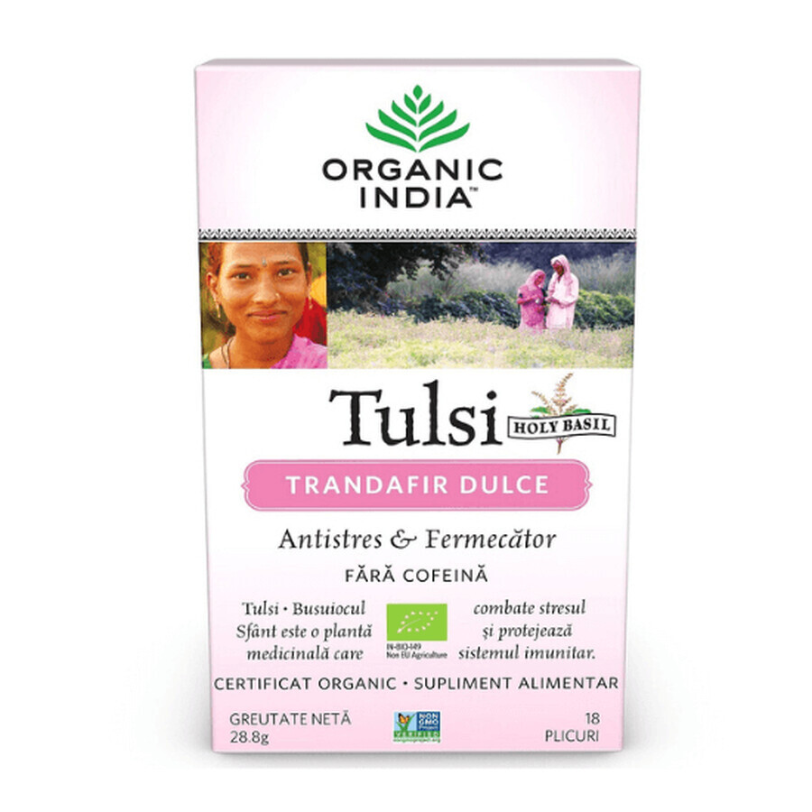 Tulsi Sweet Rose Antistress Tea, 18 sachets, Organic India