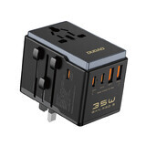 Dudao A35Pro 35W EU / UK / AUS / US / JP 3x USB-C 2x USB-A Reiseadapter - schwarz
