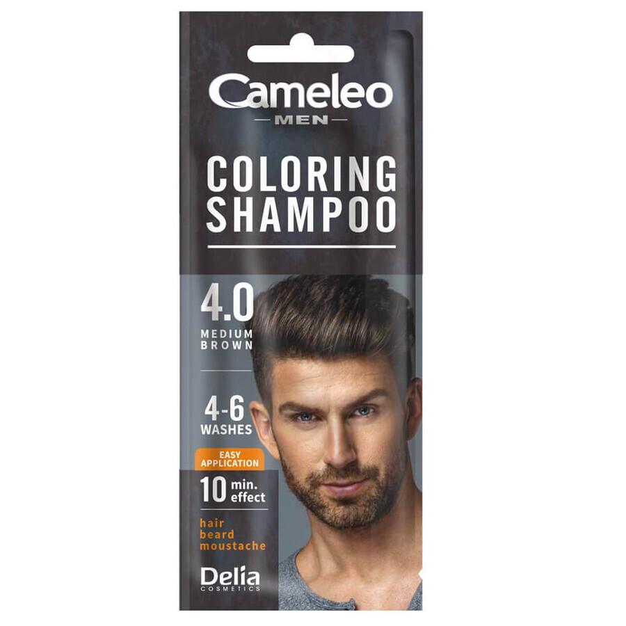 Cameleo Men Coloring Shampoo Coloring Shampoo for Men 4.0 Medium Brown, 15 ml.