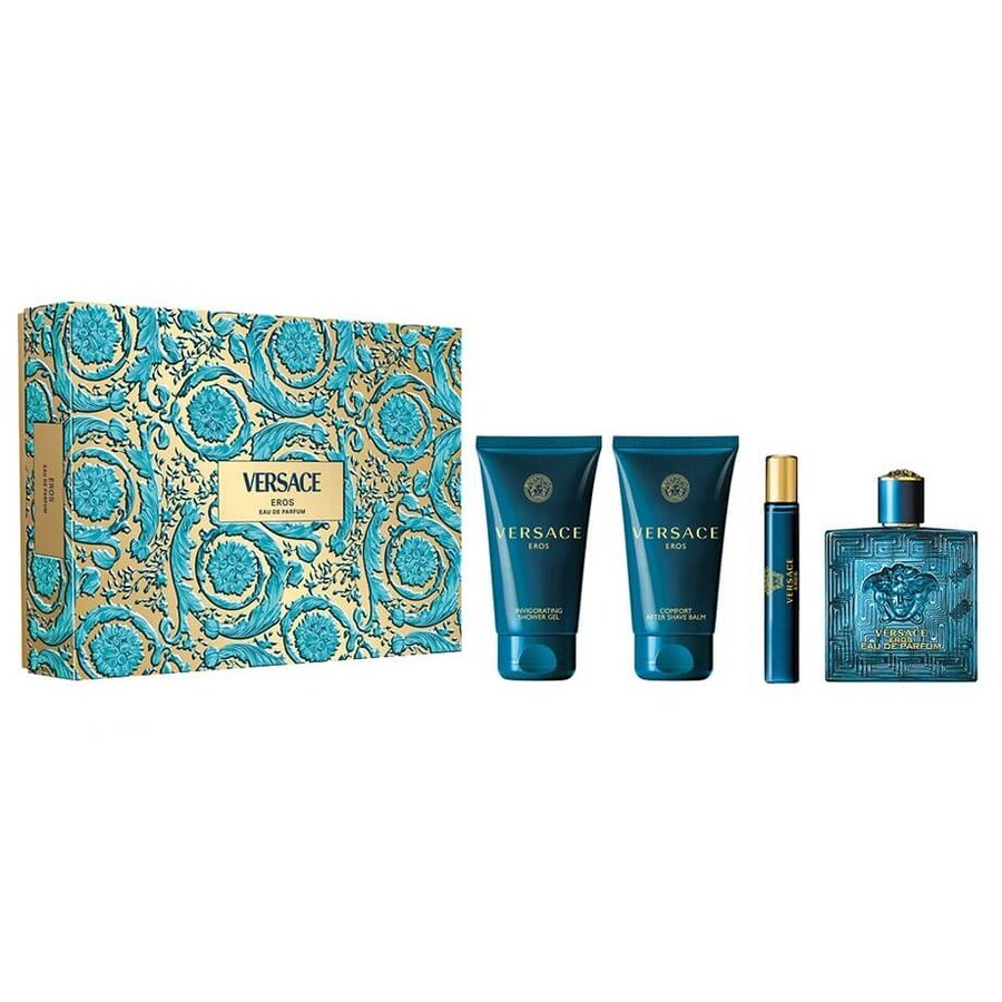 Versace Eros Set Eau de Parfum, 100 ml + Aftershavebalsem, 75 ml + Douchegel, 75 ml + Eau de Parfum, 10 ml