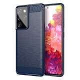 Carbon Hoesje flexibel Samsung Galaxy S21 Ultra 5G blauw