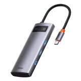 Baseus Metal Gleam 5-in-1 Multi-Function USB Type C HUB - USB Type C Power Delivery 100 W / HDMI 4K 30 Hz / 3x USB 3.2 Gen 1 Gray (CAHUB-CX0G)