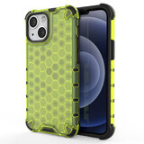 Honingraat gepantserd hoesje met gel frame iPhone 13 mini groen