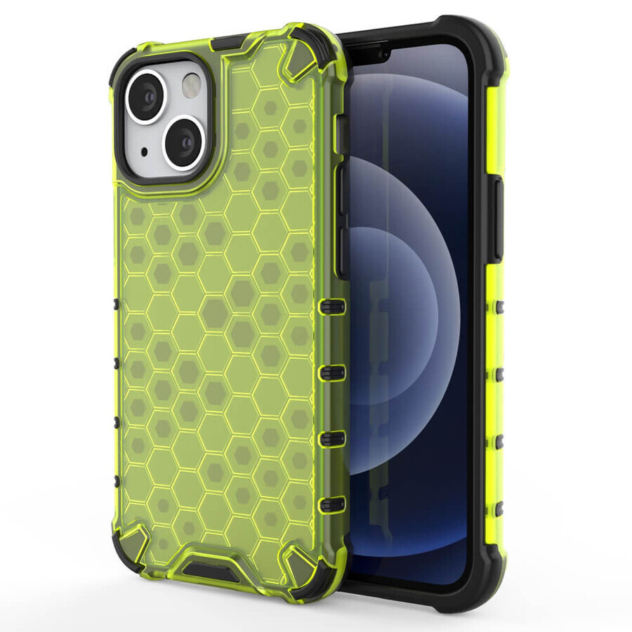 Buy Honeycomb case armored case with gel frame iPhone 13 mini green Honeycomb case armored case with gel frame iPhone 13 mini green