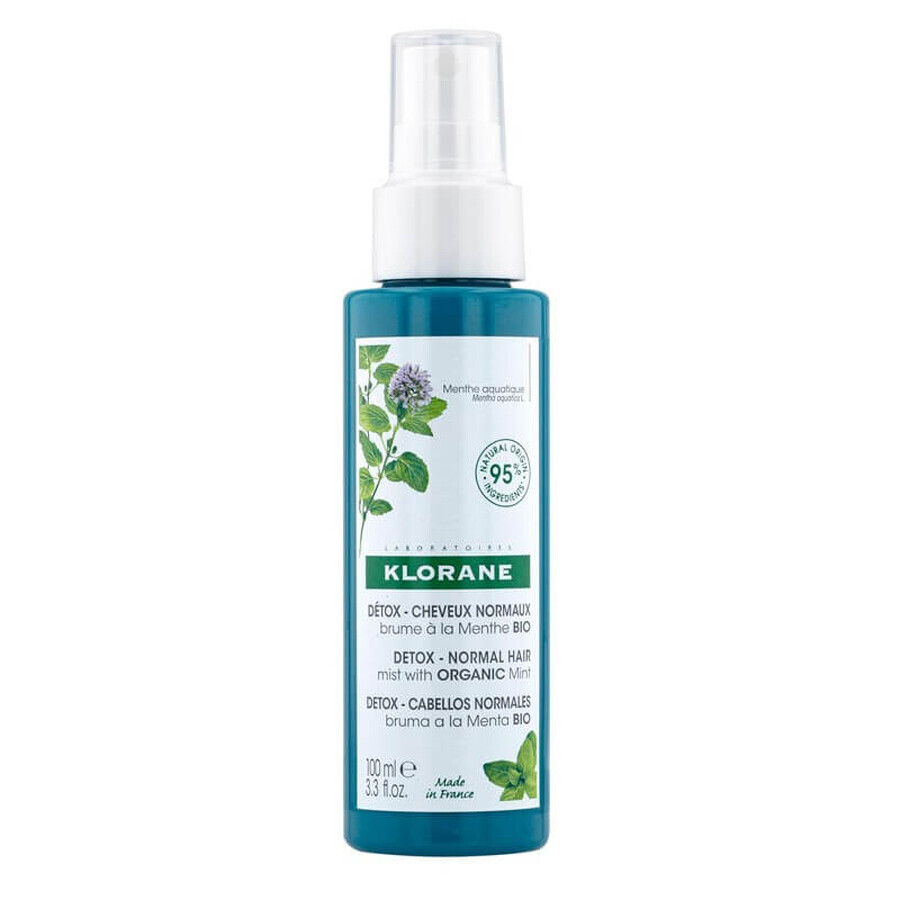 Klorane Detox Mist Spray per capelli con menta acquatica biologica, 100 ml