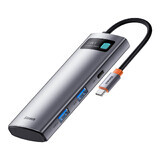 Baseus Metal Gleam Series multifunctional USB HUB 7in1 Type C HDMI TF card reader PD gray (WKWG020113)