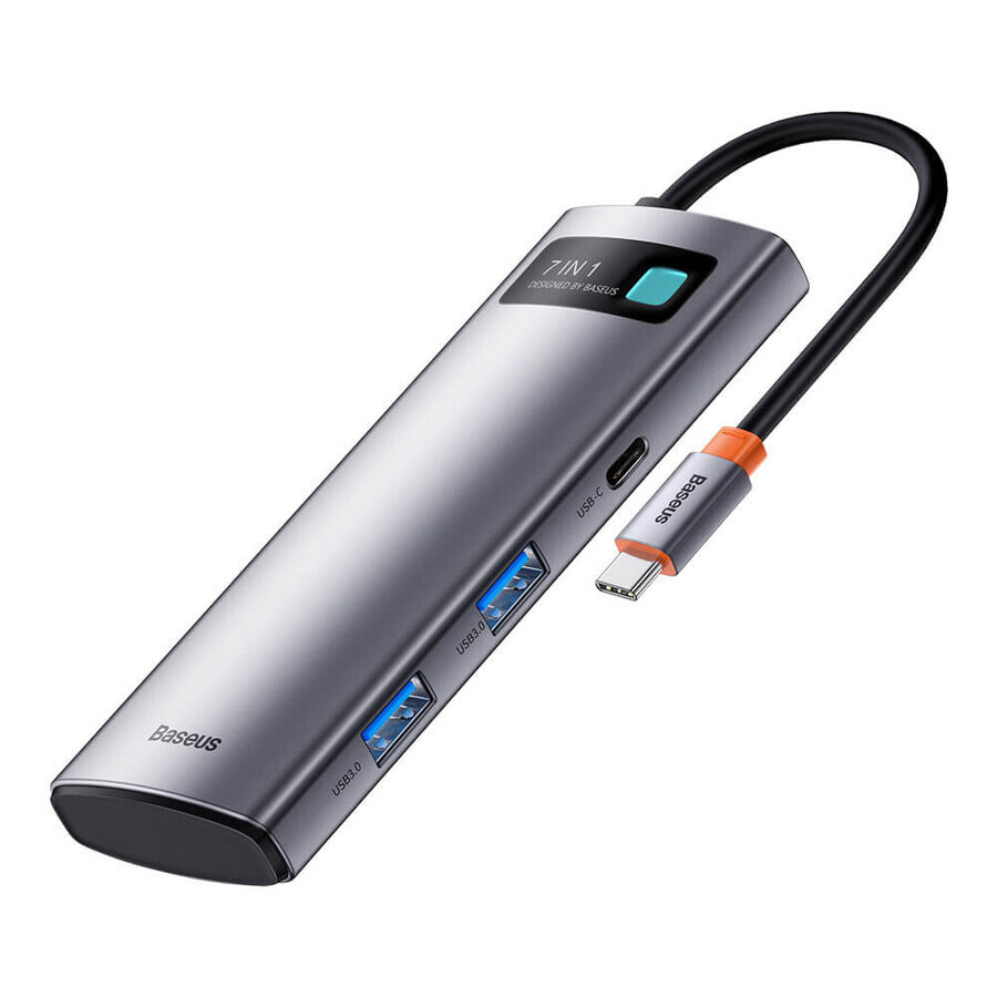 Baseus Metal Gleam Series multifunctional USB HUB 7in1 Type C HDMI TF card reader PD gray (WKWG020113)