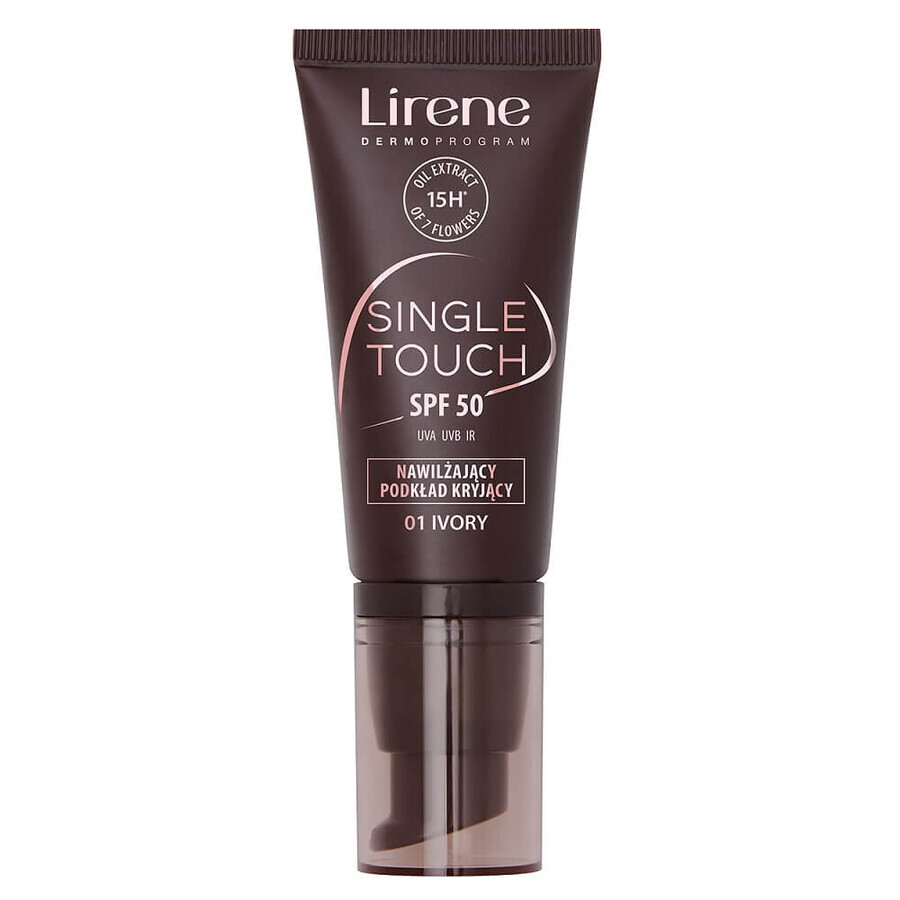 Lirene Single Touch SPF50 Fondotinta coprente idratante 01 Avorio, 30 ml