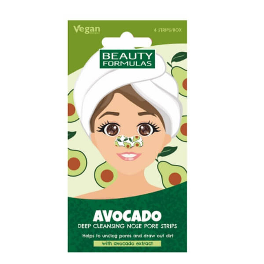 Beauty Formulas Avocado diepreinigende neusstrips, 6 stuks