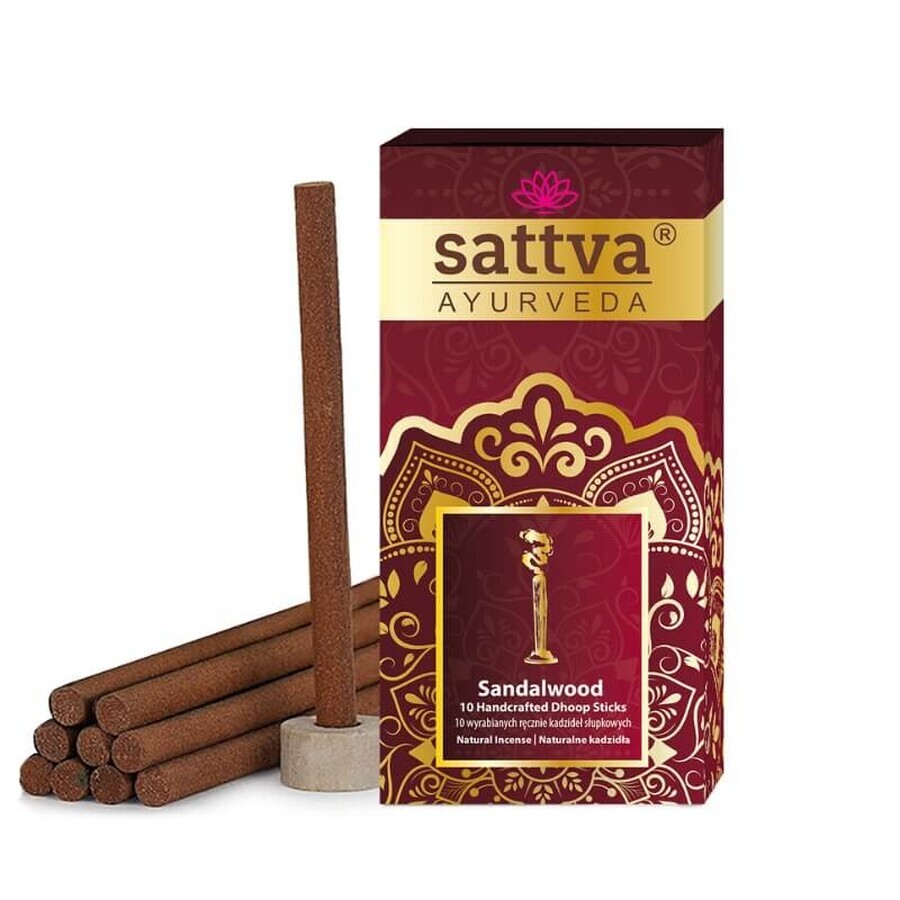 Sattva Incense Sticks Sandalwood pillar incense sticks, 10 pieces