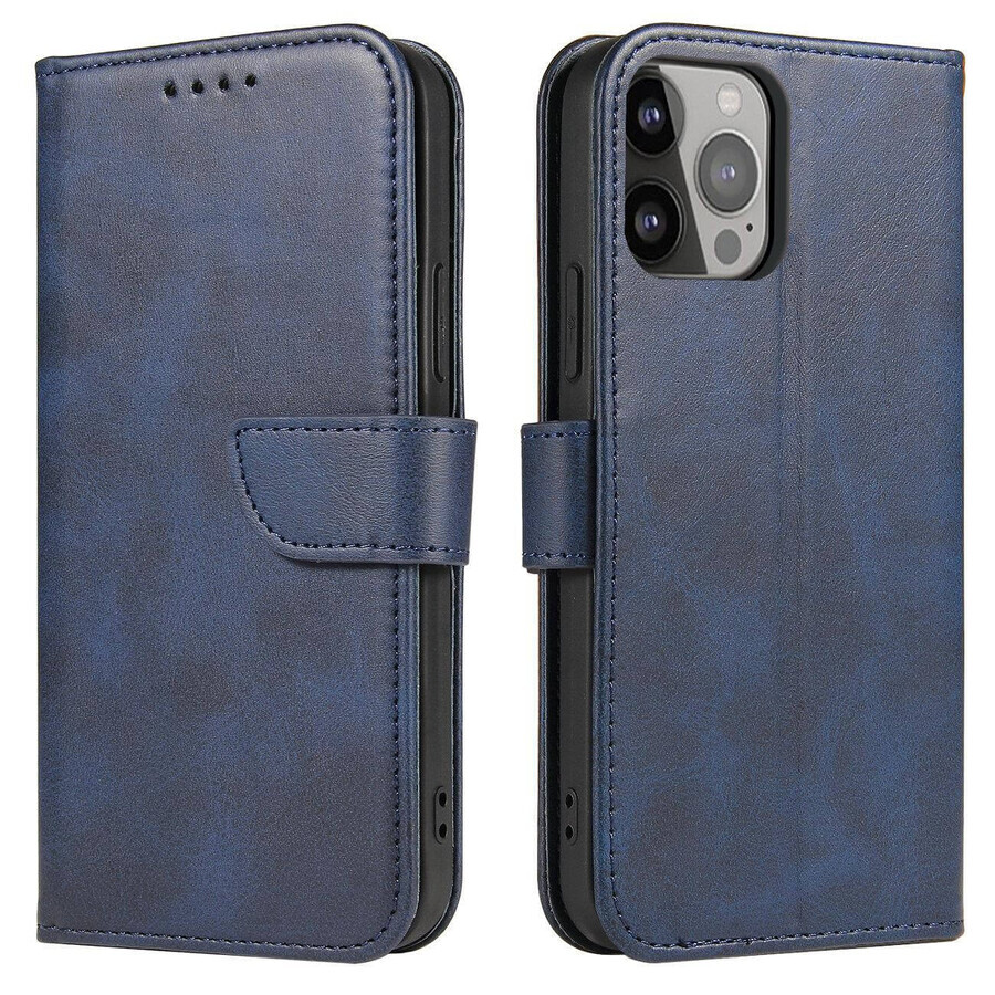 Magneet case case voor Xiaomi Redmi Note 12 Pro + flip cover portemonnee stand blauw