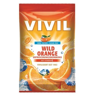 Caramelos de naranja silvestre sin azúcar con vitamina C, 80 g, Vivil