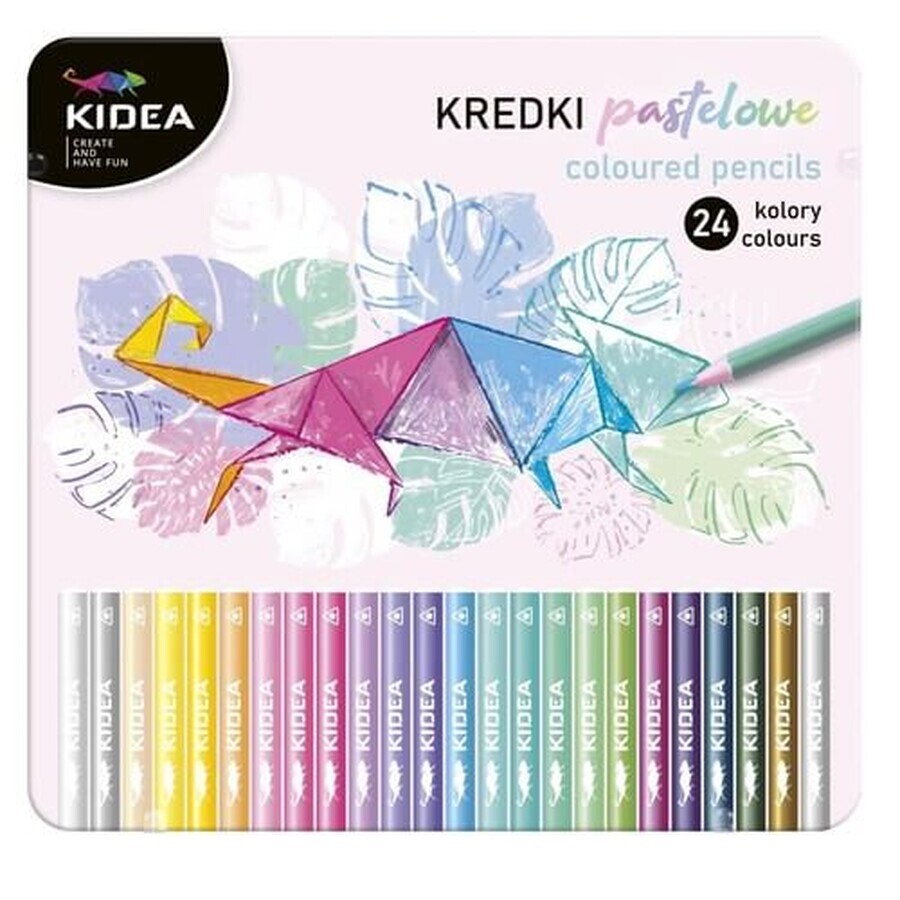 Crayons pastel triangulaires dans une boîte en métal 24 couleurs