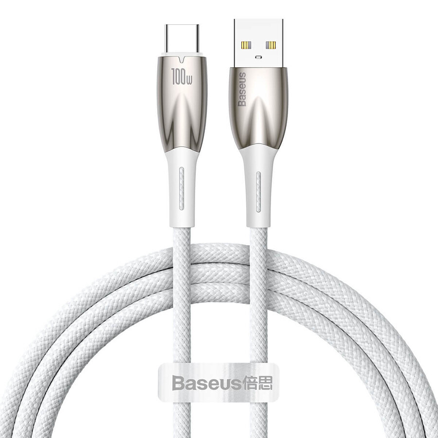 Baseus Glimmer Series USB-A - USB-C 100W 480Mbps Schnellladekabel 1m weiß