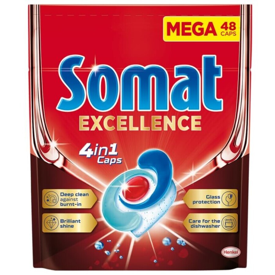 Somat Excellence 4in1 Capsule per lavastoviglie, 48 pezzi.