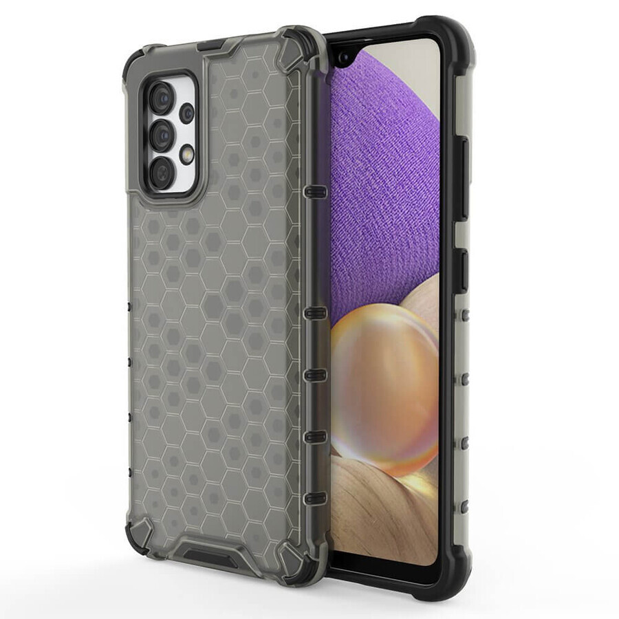 Étui blindé en nid d'abeille avec cadre en gel Samsung Galaxy A03s (166.5) noir