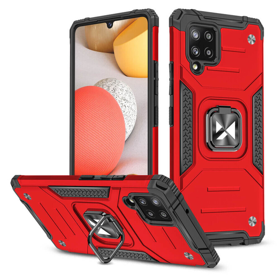 Wozinsky Ring Armor étui hybride blindé + support magnétique Samsung Galaxy A42 5G rouge
