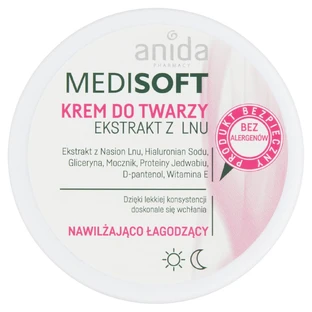 Anida Medisoft Crème hydratante et apaisante pour le visage à l'extrait de lin, 100 ml