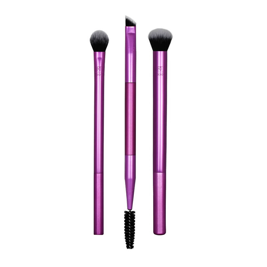 Real Techniques Eye Shade + Blend Brush Trio Set di pennelli per il trucco degli occhi, 3 pezzi