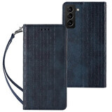 Magneetband hoesje voor Samsung Galaxy S22+ (S22 Plus) portemonnee hoesje + mini sleutelkoord hanger blauw