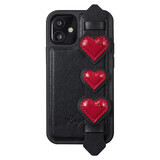 Kingxbar Sweet Series gel caz decorat cu cristale Swarovski autentice cu stand iPhone 12 mini negru
