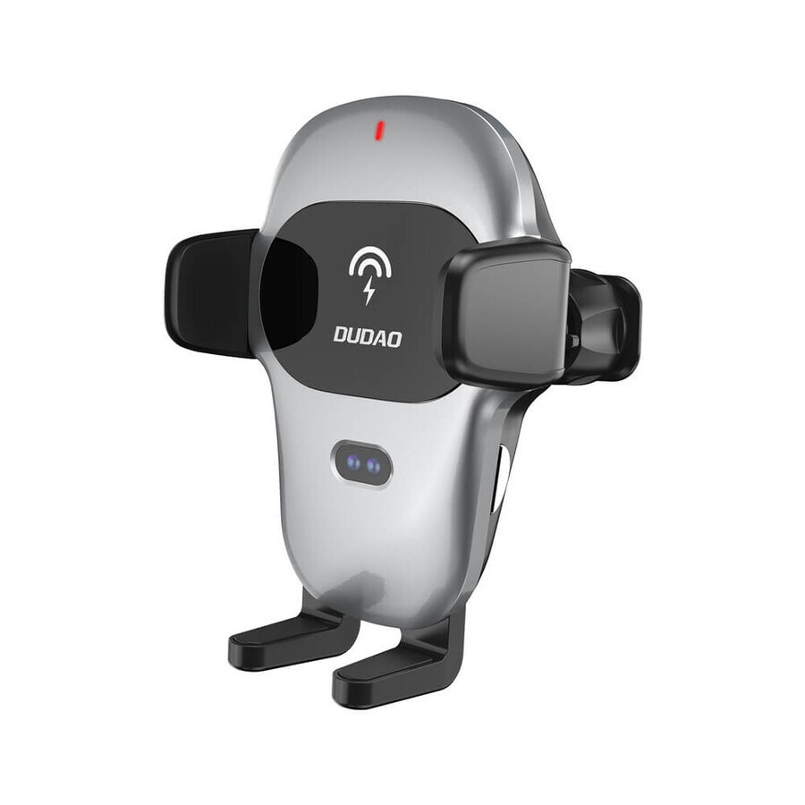 Soporte de coche Dudao con cargador inalámbrico Qi integrado 15W gris (F20xs)
