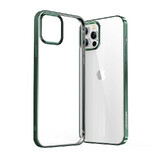 Joyroom New Beautiful Series husă transparentă ultra-subțire cu ramă metalică pentru iPhone 12 Pro Max verde (JR-BP796)