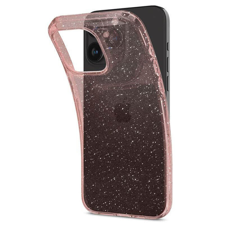 Custodia Spigen Liquid Crystal Glitter per iPhone 15 Pro - rosa traslucido