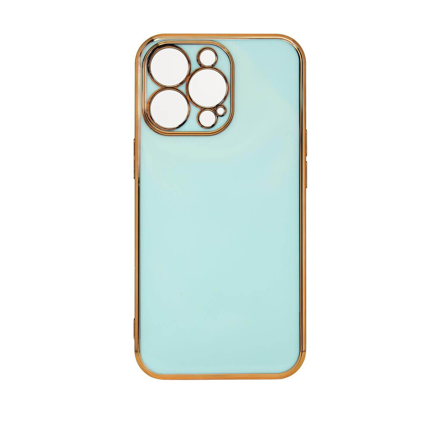 Funda Lighting Color para iPhone 12 Pro Max de gel con marco dorado menta