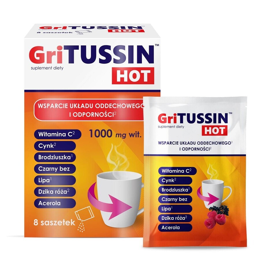 Inicio Botiquín GriTussin Hot, 8 sobres