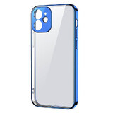 Joyroom New Beauty Series husă transparentă ultra-subțire cu ramă metalică pentru iPhone 12 Pro Max albastru închis (JR-BP744)
