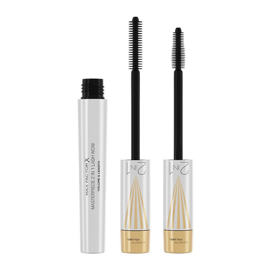 Max Factor Masterpiece 2in1 Lash Wow Mascara allungante e volumizzante 001 Nero, 7 ml