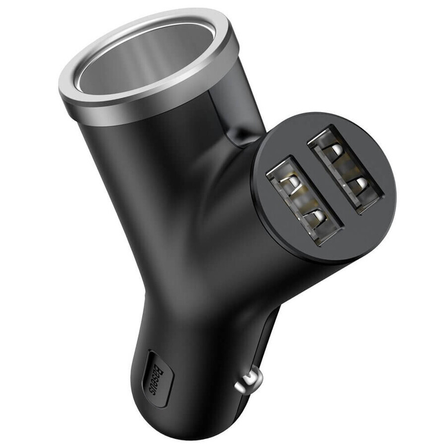 Baseus Încărcător auto tip Y 2x USB + 3.4A priză brichetă negru (CCALL-YX01)