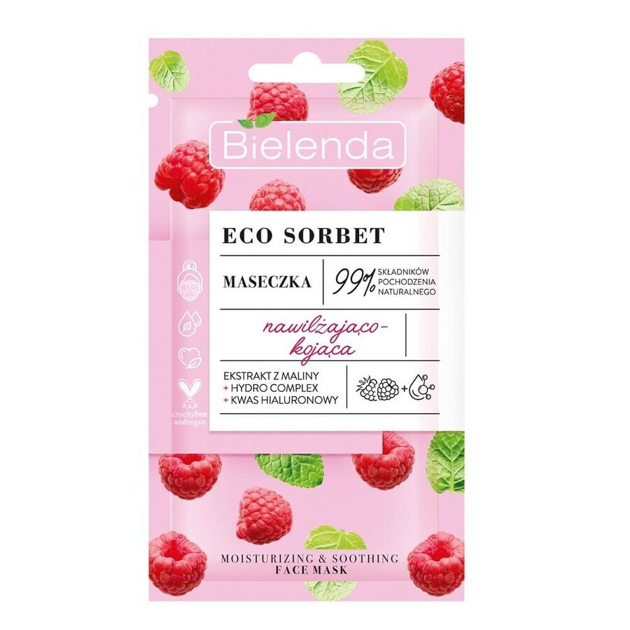Bielenda Eco Sorbet Masque hydratant et apaisant à la framboise, 8 g