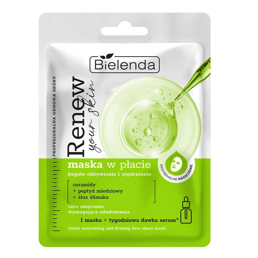 Bielenda Renew Your Skin Maschera patch nutriente con ceramidi e muco di lumaca
