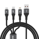Dudao L3E 3-in-1 60W MicroUSB USB-C Lightning Kabel 1.2m - schwarz