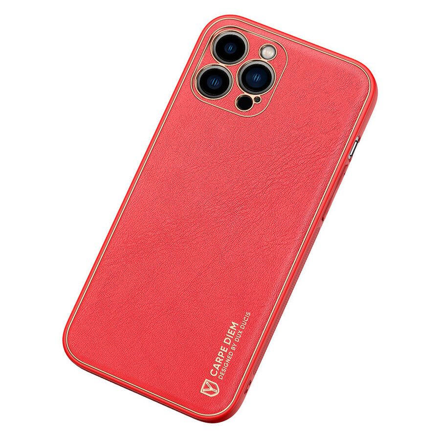 Dux Ducis Yolo elegant eco piele caz iPhone 13 Pro Max roșu