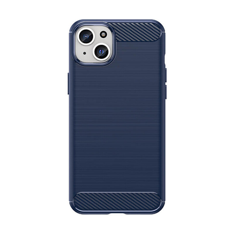 Carcasă flexibilă cu model de carbon pentru iPhone 15 Plus Carbon Case - albastru