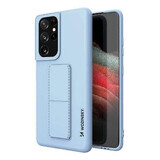 Wozinsky Kickstand Case étui en silicone avec support Samsung Galaxy S21 Ultra 5G bleu clair