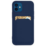 Funda de silicona con bolsillo para tarjetas documentos para Samsung Galaxy S21 Ultra 5G azul marino