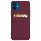Funda monedero de silicona con bolsillo para tarjetas documentos para Samsung Galaxy S21+ 5G (S21 Plus 5G) burdeos