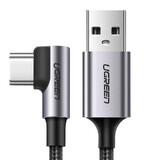 Cable Ugreen US284 50941 USB-A (recto) / USB-C (acodado) 3A 1m - gris