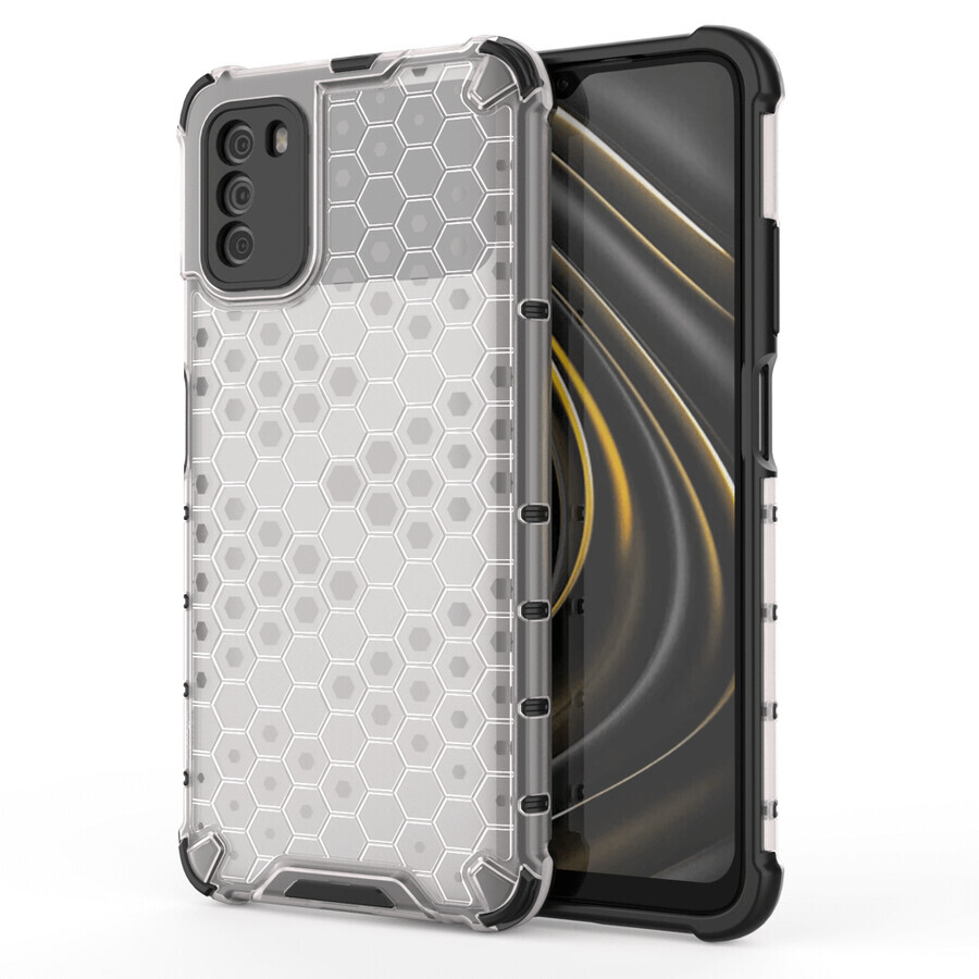 Etui blindé en nid d'abeille avec cadre en gel Xiaomi Poco M3 transparent