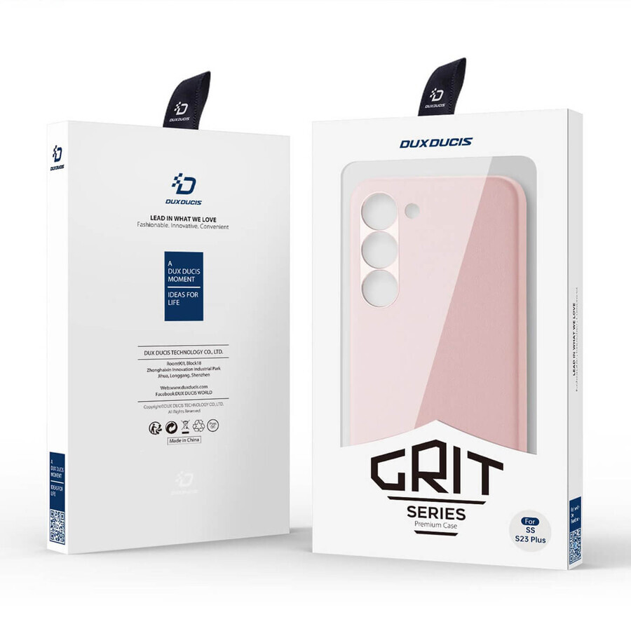 Dux Ducis Grit case Samsung Galaxy S23+ élégante housse en faux cuir rose