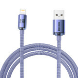Baseus Crystal Shine Series USB-kabel voor snel opladen en gegevensoverdracht USB Type A - Lightning 2,4A 2m paars (CAJY000105)